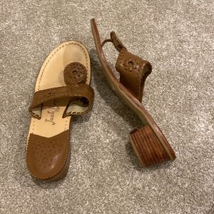 Jack Rogers block heel sandals in cognac